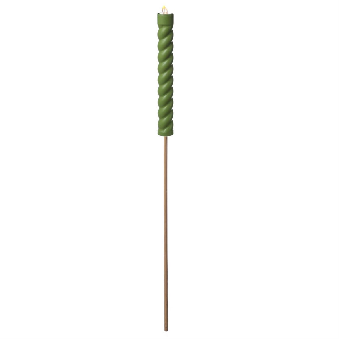 LED Solar Stabkerze Twist grün 106cm Fackel gedreht flackernd Deko Gartenstecker