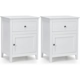 thumbnail of COSTWAY Kiefernholz-Nachttisch, 2er-Set Nachttische mit Schublade und Tür, 2-stöckiger Beistelltisch, Beistelltisch mit geräumiger Tischplatte