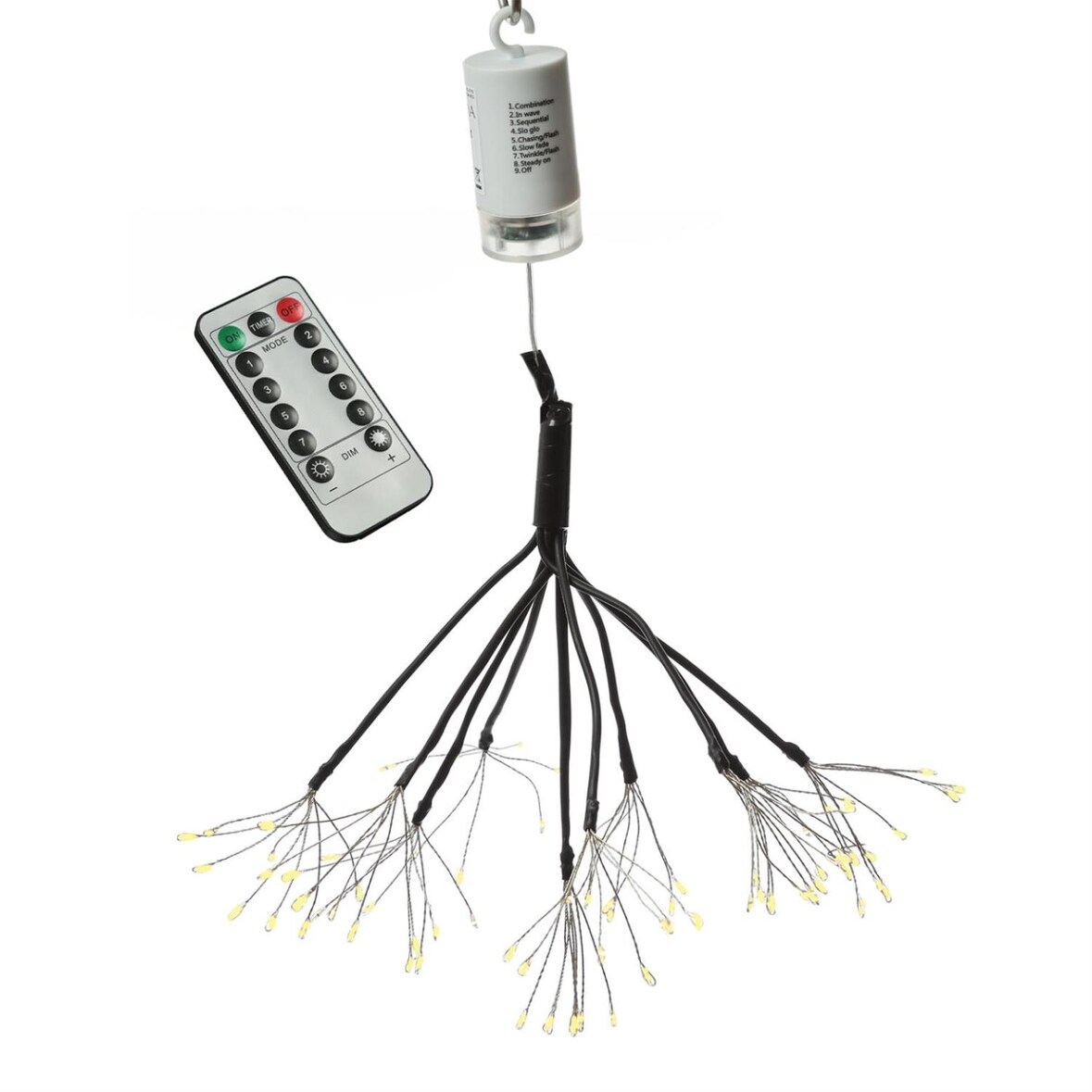 LED Feuerwerk Leuchtstern Firework schwarzer Hängestern Fernbedienung