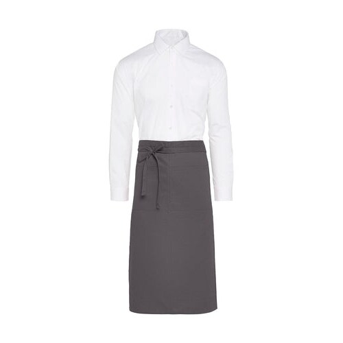 ROME - Medium Length Bistro Apron with Pocket: One Size / Grey