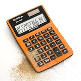 thumbnail of Calculatrice de bureau LCD-1000P, orange, écran LCD 1 ligne, 12 chiffres,