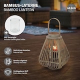 thumbnail of ECD Germany Bambus Laterne, Windlicht H:42,5cm Holzfarbe Gartenlaterne mit Henkel & Glaseinsatz, Bambuslaterne, Kerzenhalter Innen/Außen, Deko Laterne