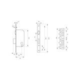 thumbnail of Serrure encastrable pour porte d'entrée à rouleau têtère et gâche laiton br