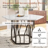 thumbnail of Esstisch sechseckig MDF Marmoroptik Schwarz+Weiß 116x100x75 cm mit schwarzem Stahlgestell, moderne Optik, stabil, pflegeleicht