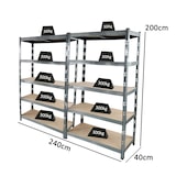 thumbnail of METRO Professional Doppel Schwerlastregal KPW55Z, Metall, 120 x 40 x 200 cm, Fachlast 300 kg, grau, 2 Stück