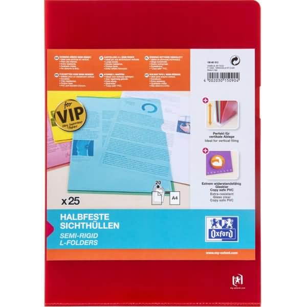 Sichthüllen Premium A4 PVC 150my rot VE=25 Stück