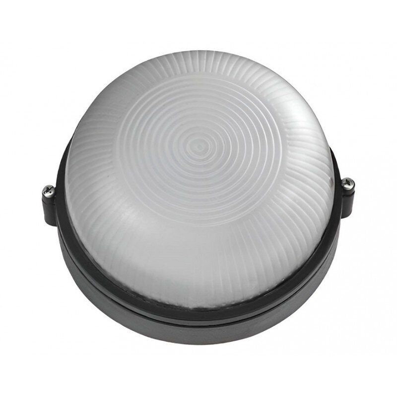 GLOUPIE Plafoniera Da Esterno Tonda A Parete Livigno, IP44 60 W, D. 19 x H 9,2 Cm, Corpo In Alluminio Nero E Calotta In Vetro