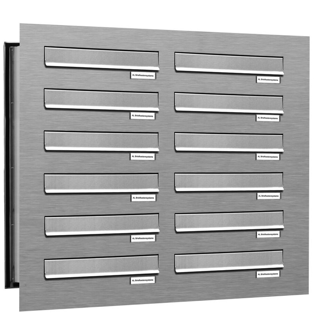 AL Briefkastensysteme 12 Fächer Premium Edelstahl Durchwurf Briefkasten Anlage für Post A4, robust, wetterfest, Artikelnummer: 132V12DV2