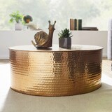 thumbnail of Couchtisch 75x31x75 cm Aluminium Beistelltisch Gold Orientalisch Rund, Flacher Hammerschlag Sofatisch Metall, Design Wohnzimmertisch Modern,