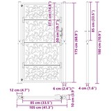 thumbnail of vidaXL Gartentor Schwarz 105x180 cm Stahl Blatt-Design