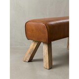 thumbnail of Sportlicher Sitzhocker, Braun, Leder, Mango-Holz - Modern & Stabil. 90x30x43 cm | Kadima Design