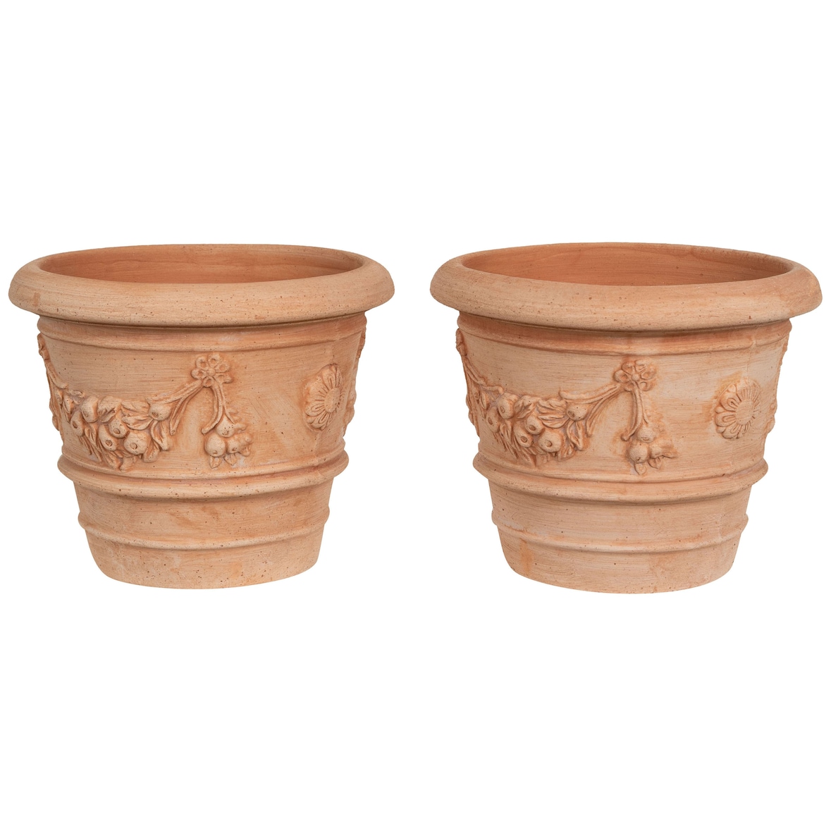 Biscottini Set 2 Blumentöpfe 30x30x25 cm – Runder Terrakotta Topf – Zimmerpflanzentöpfe – Außen Blumenkasten für den Garten Made in Italy – Balkontopf