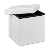 thumbnail of Relaxdays Faltbarer Sitzhocker, Sitzcube mit Stauraum u. Deckel, Fußablage, Sitzwürfel aus Kunstleder, 38x38x38 cm, weiß