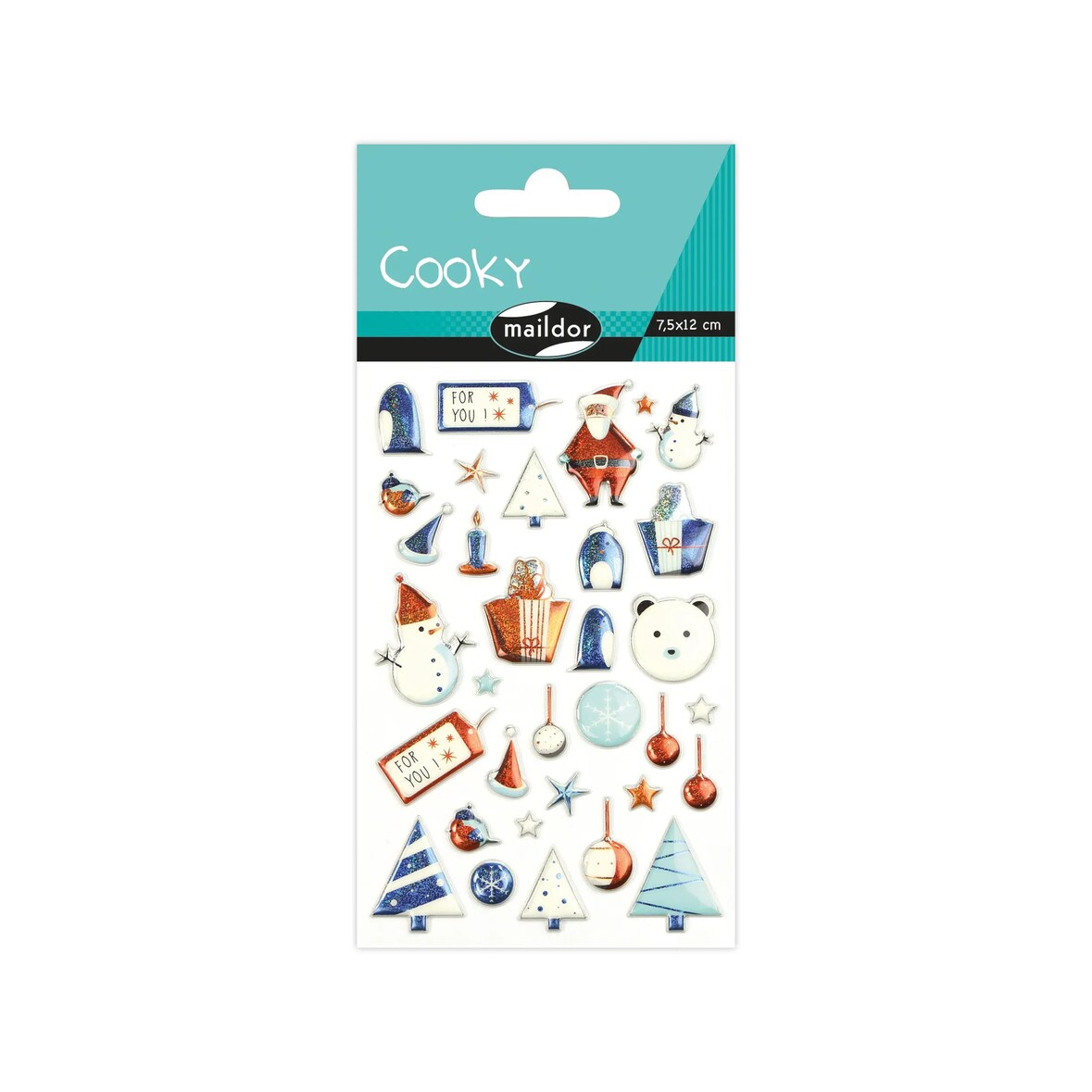 Maildor Cooky, 8 Stickerbogen 7,5x12cm, Sortiment Weihnachten 2 - Mehrfarbig CY103C