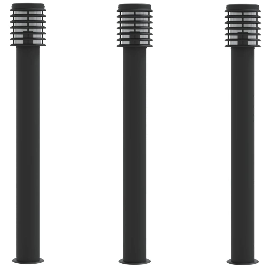 Helloshop26 - Lampadaires d'extérieur 3 pcs 110 cm acier inoxydable noir 02_0042546