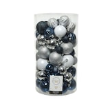 thumbnail of 100 Weihnachtskugeln Kunststoff 4-8cm Mix Set Christbaumkugeln Glitzer blau Mix