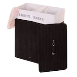 thumbnail of Cesto portabiancheria HWC-C21, Cassetta portabiancheria Cesto portabiancheria, bambù 2 scomparti 63x55x34cm 100l ~ nero