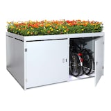 thumbnail of PROREGAL 4er-Fahrradgarage mit Pflanzkasten | HxBxT 126x220x210cm | abschließbar verzinkter Stahl | Hellgrau | Fahrradbox