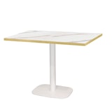 thumbnail of Restootab - Table 120x70cm - modèle Round blanc marbre blanc chants laiton