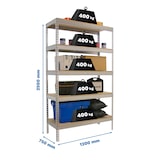 thumbnail of SimonRack Industrieregal, 2500x1200x750 mm, 400 kg am Biegepunkt, 5 Holzböden, Garagenregal, Verzinkt/Holz- Ecoforte
