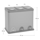 thumbnail of SVITA TC3X8 24 L Treteimer Abfalleimer Mülleimer Mülltrennung Pulverbeschichteter Stahl Grau
