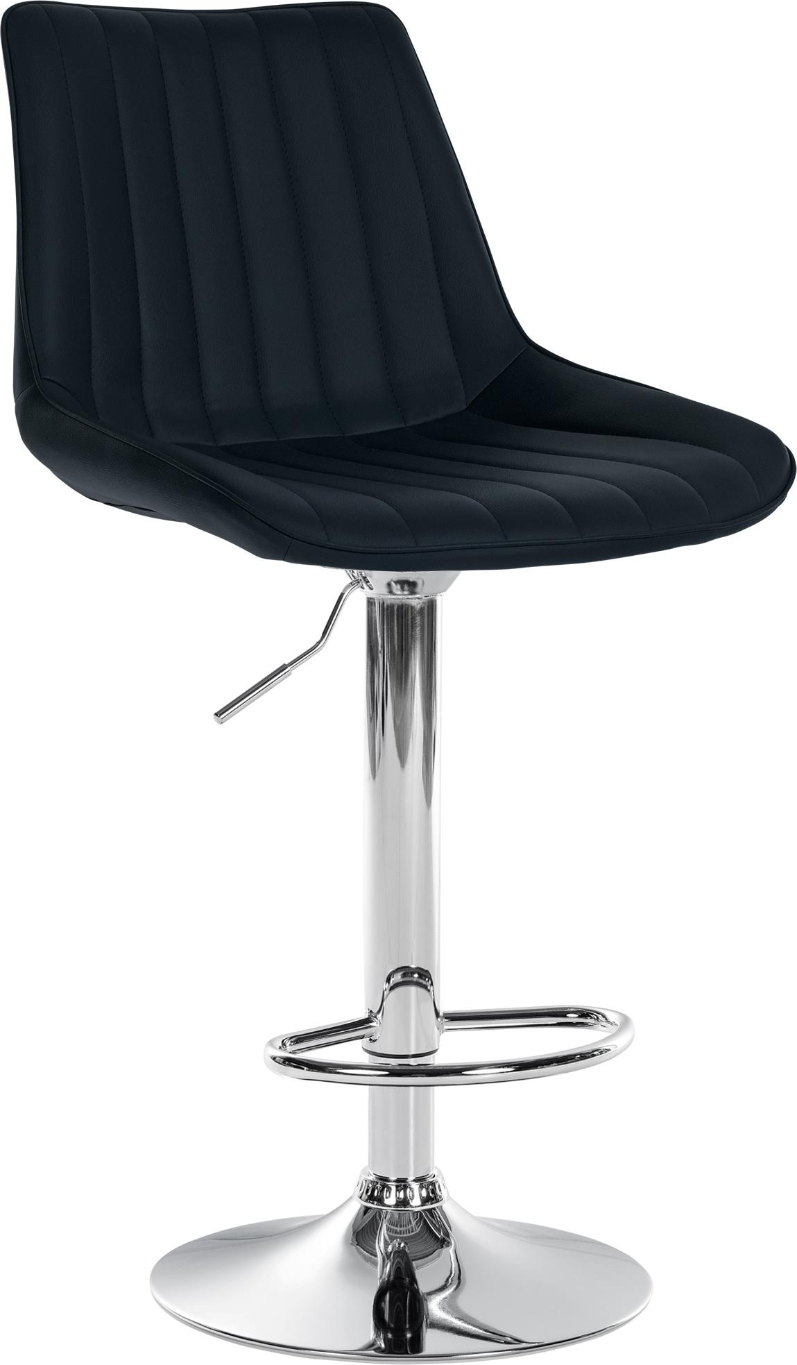 DELUKE® Barhocker RIO - Schwarz, Kunstleder, Chrom | Barhocker mit Lehne Barstuhl Tresenhocker Tresenstuhl Kneipenhocker Kneipenstuhl