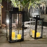 thumbnail of 2tlg Metall XXL Laternen Set Schwarz Gartenlaterne Windlicht H58/45cm