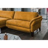 thumbnail of KAWOLA Sofa MALTA Ecksofa Stoff gold mit motorischer Relaxfunktion und Kopfstütze Recamiere links