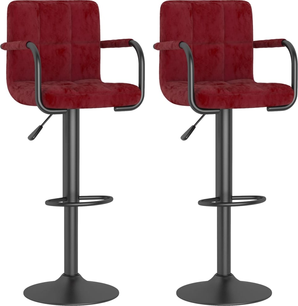 vidaXL Barhocker 2 Stk. Weinrot Samt