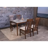 thumbnail of Eetkamertafel HWC-M55, eettafel, massief hout HDF laminaat melamine 135x80cm, betonlook, bruine poten