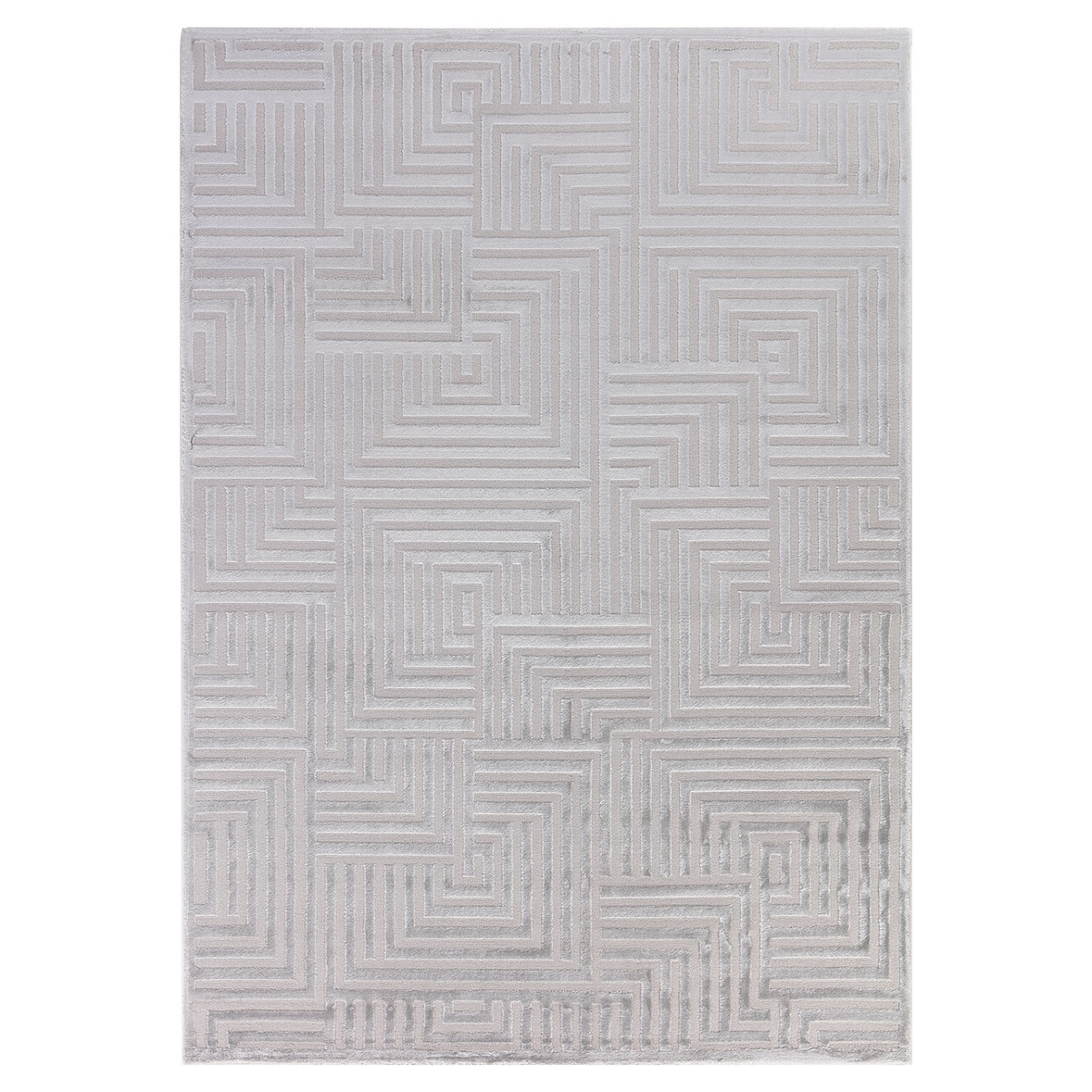 Teppich Kurzflor 3D-Effekt Modern Waschbar Strapazierfähig Esszimmer Flur OEKO-TEX Silber 140x200 cm Gekettelt – ILLER von Kadima Design