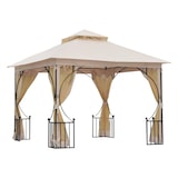 thumbnail of Outsunny Cenador de Jardín 3x3m con 4 Cortinas Laterales de Cremallera Doble Techo Beige