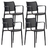 thumbnail of Lot de 4 chaises de terrasse en plastique noir - Oviala