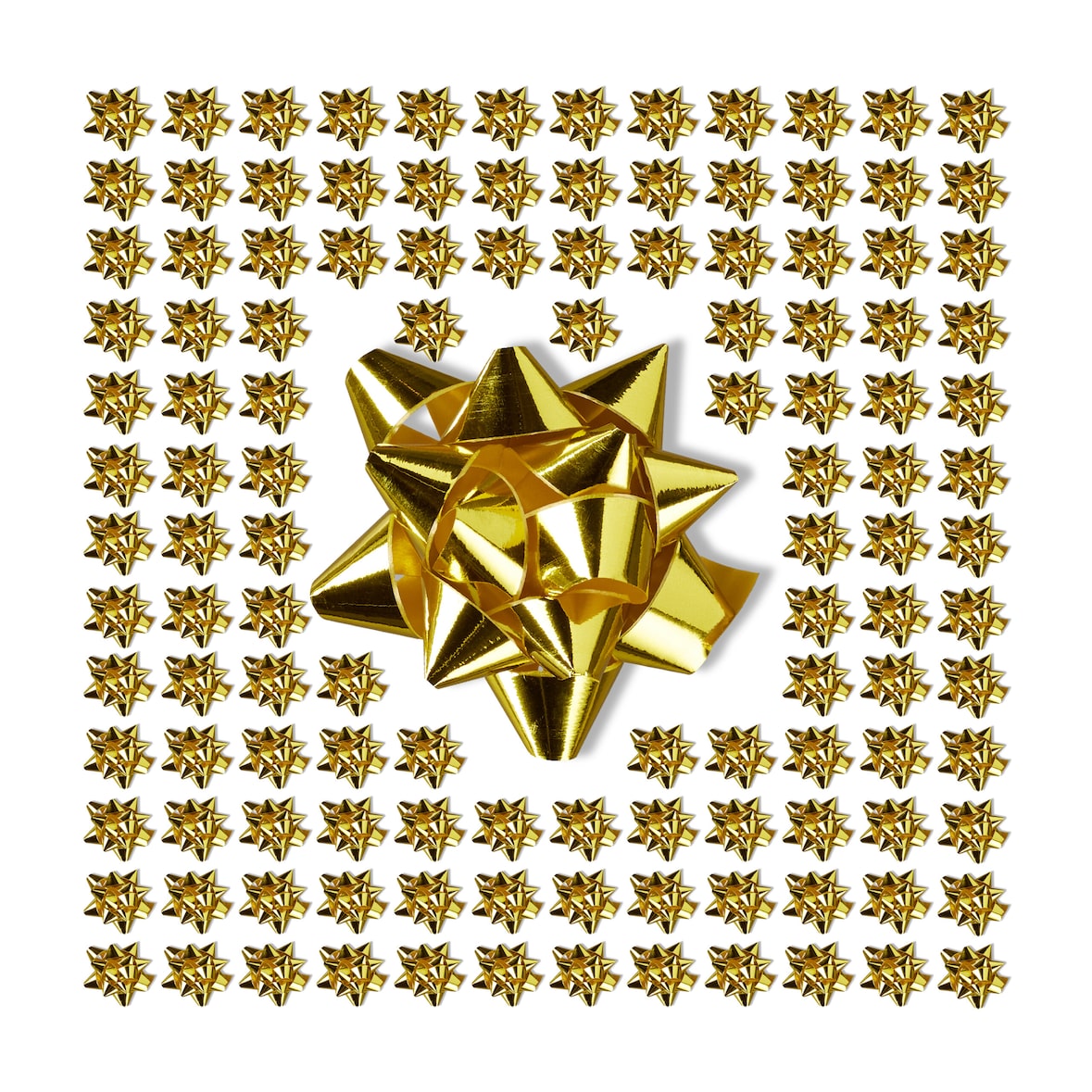 Relaxdays Geschenkschleifen, 200er Set, selbstklebend, Dekoschleifen für Weihnachten & Geburtstag, BxT: 5x5 cm, gold