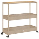 thumbnail of vidaXL Keukentrolley 3-laags poly rattan en massief acaciahout beige