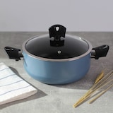 thumbnail of San Ignacio Noia - Conjunto de 2 panelas Ø20/Ø24cm com tampa em alumínio prensado, cor azul, e conjunto de 5 utensílios de silicone e madeira