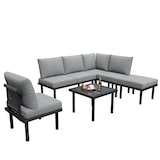 thumbnail of Merax Gartenlounge-Set, 6 Sitzer frei-kombinierbar Gartenmöbel aus Seil Tischplatte aus Glas, grau