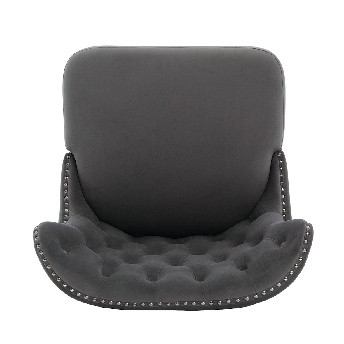 Polstersessel ohne Armlehnen Samt Grau 61x65x80 cm mit Zierknöpfen und Nieten, Massivholzbeine, kompakter Design Sessel