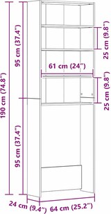 thumbnail of vidaXL Waschmaschinen-Schrank Schwarz Eichen-Optik 64 x 24 x 190 cm