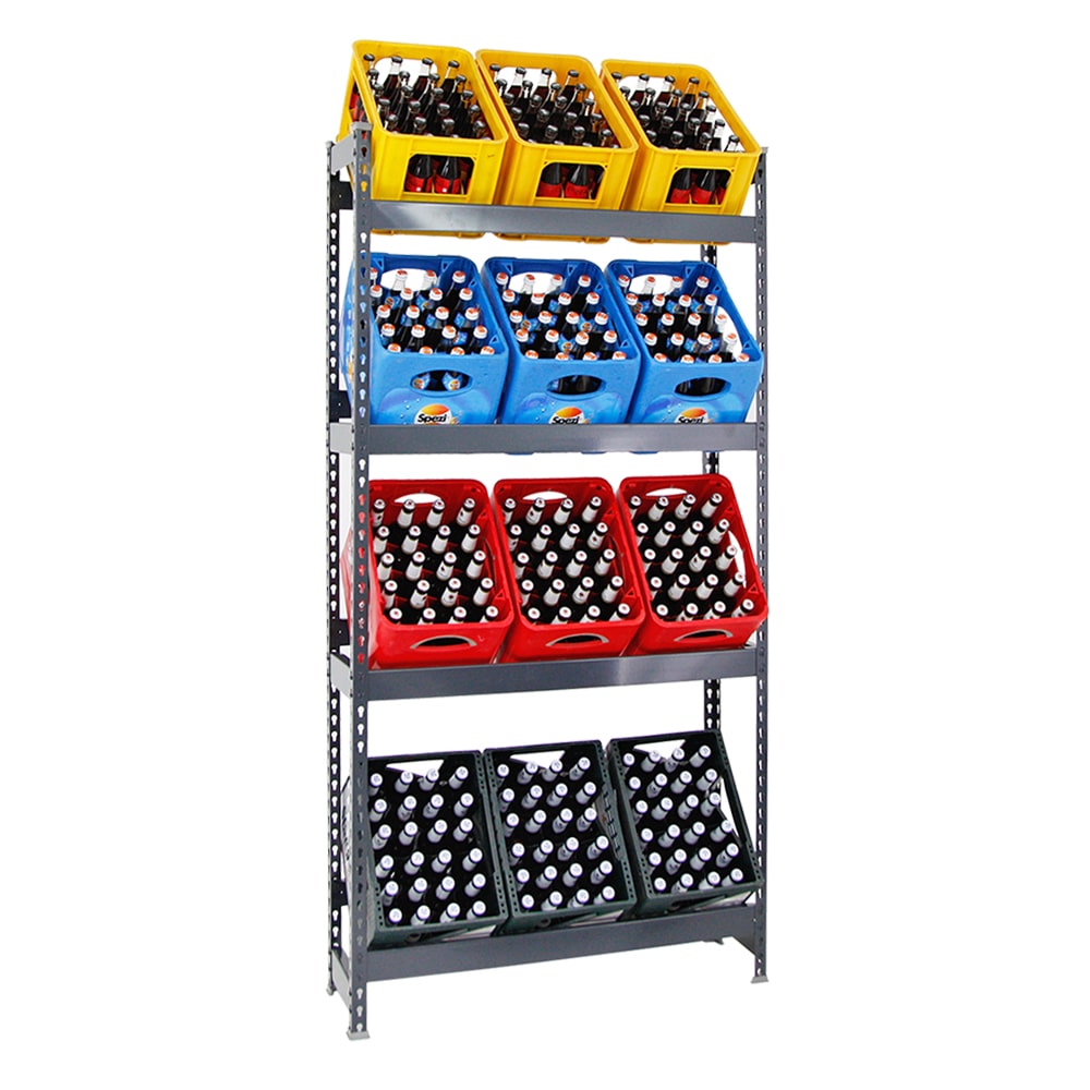 PROREGAL Étagère caisses à boissons HIGH BIG CAMEL | HxLxP 200x100x30cm | 12 Caisses, 100kg par niveau | Anthracite | Porte-caisses