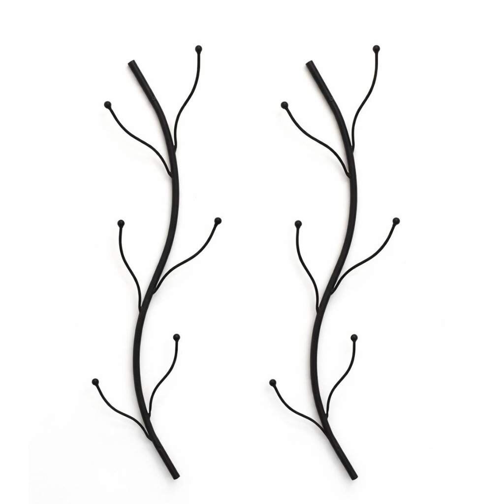 DanDiBo Wandgarderobe Schwarz Metall 2er Set Flora Garderobe Wand 93861 Garderobenhaken Flurgarderobe Kleiderhaken Hakenleiste