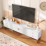 thumbnail of TV-Schrank 175x30x46 cm Weiß mit Schubladen und Türen Wohnzimmer Aufbewahrung modernes Design elegante Eisenfüße robust praktisch