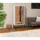 thumbnail of Hochschrank HWC-N30, Schrank Bücherschrank Wohnzimmerschrank mit Türen und Schublade, Massiv-Holz MDF, 167x72x41cm