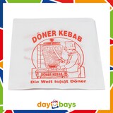 thumbnail of DayBays 60 Kg Döner-Tüten 16x16 cm weiss mit rotem Druck "DÖNER KEBAB" und Spenderbox