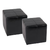thumbnail of Lote de 2 cubos de asiento taburete Onex, cuero + polipiel, 36x36x36cm ~ negro