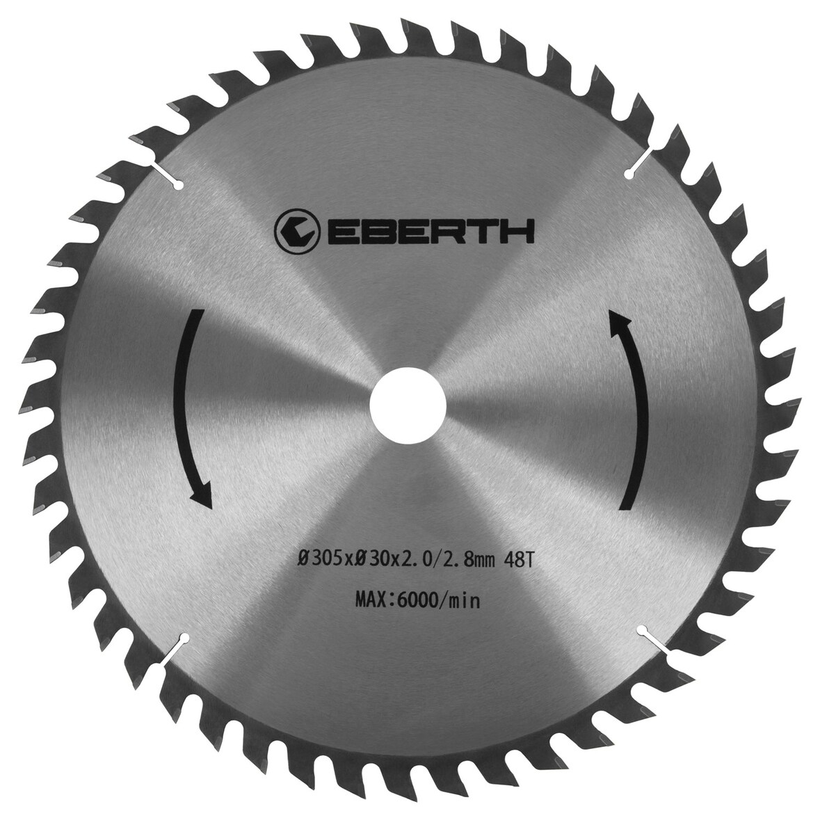 EBERTH Kreissägeblatt 305mm, 48 Zähne, Hartmetall, für Holz-Schnitte, 30mm Bohrung, 6000 RPM