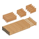 thumbnail of Relaxdays Schubladentrenner, 18-tlg. Set, verstellbare Länge von 43,5 bis 57 cm, Bambus, Schubladenteiler Küche, natur