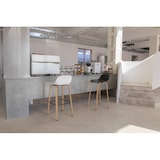 thumbnail of Lot de 2 tabourets de bar blancs style scandinave avec pieds effet bois en métal - Hauteur 66cm