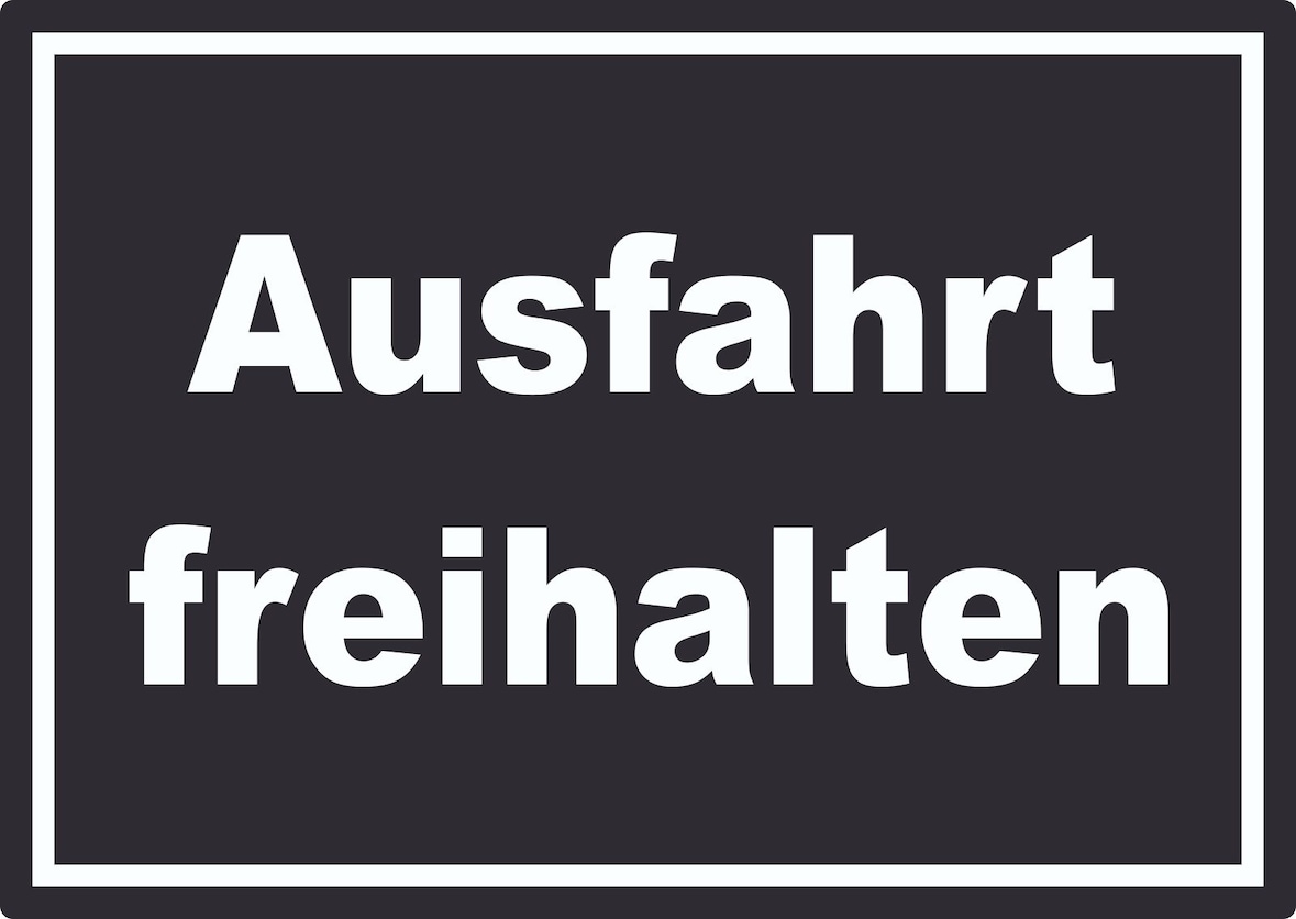 Ausfahrt freihalten Schild weiß-schwarz A6 (105x148mm)