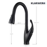 thumbnail of NAVIS | Torneira de cozinha elegante e extensível em aço inox preto, arco alto, misturador de luxo, alta pressão, 360°, 2 conexões